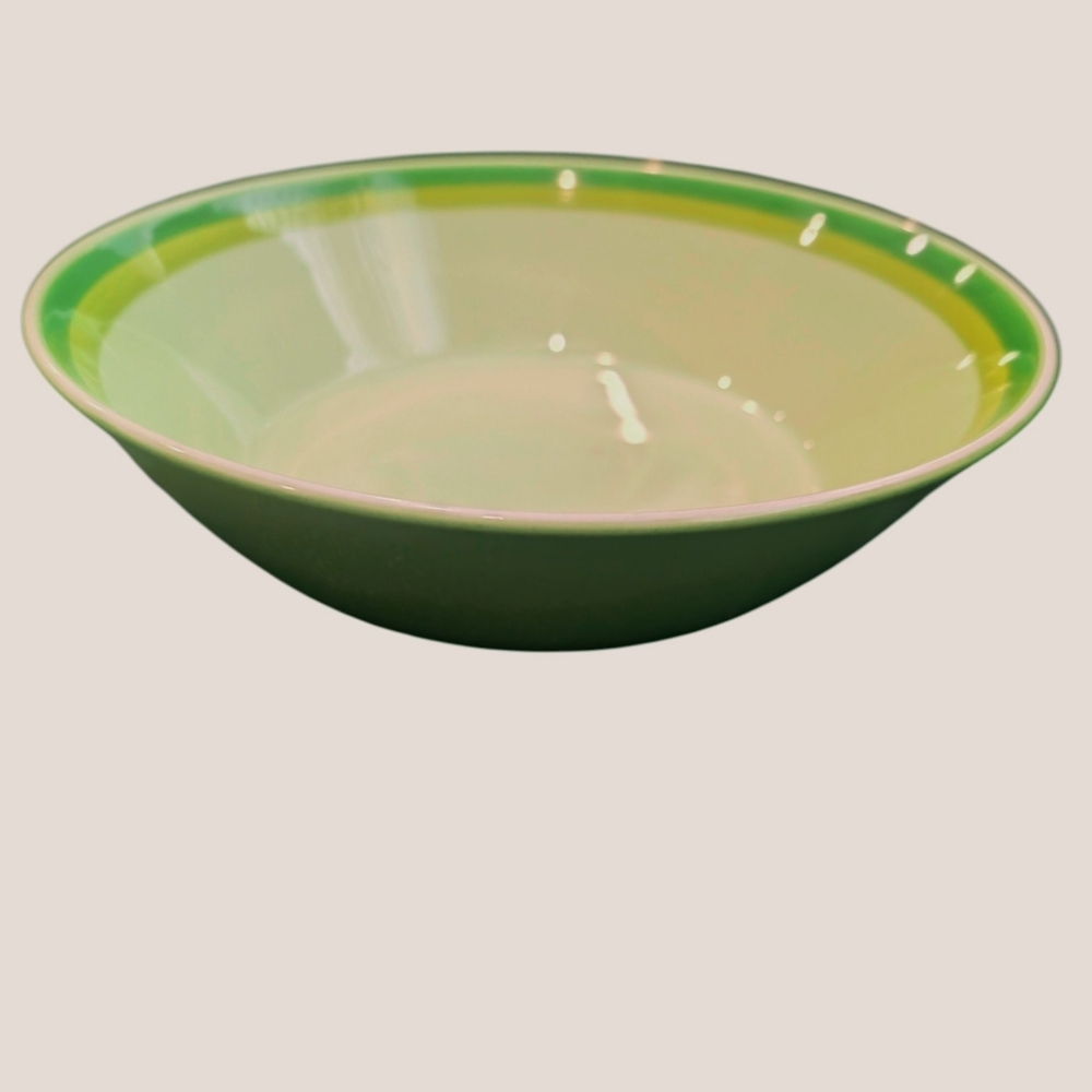 Mikasa Playmates Wintergreen Serving Bowl with Green and Yellow Rim
